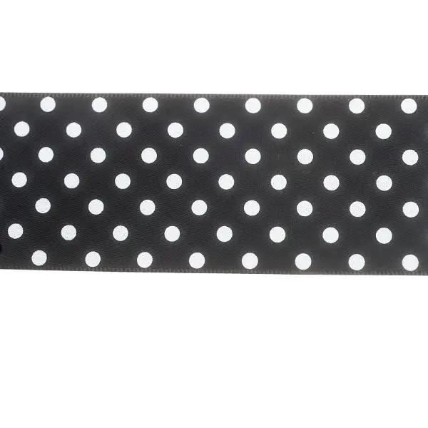 Makr Ribbon, Medium Dots Black Satin- 38Mmx3.6M 1
