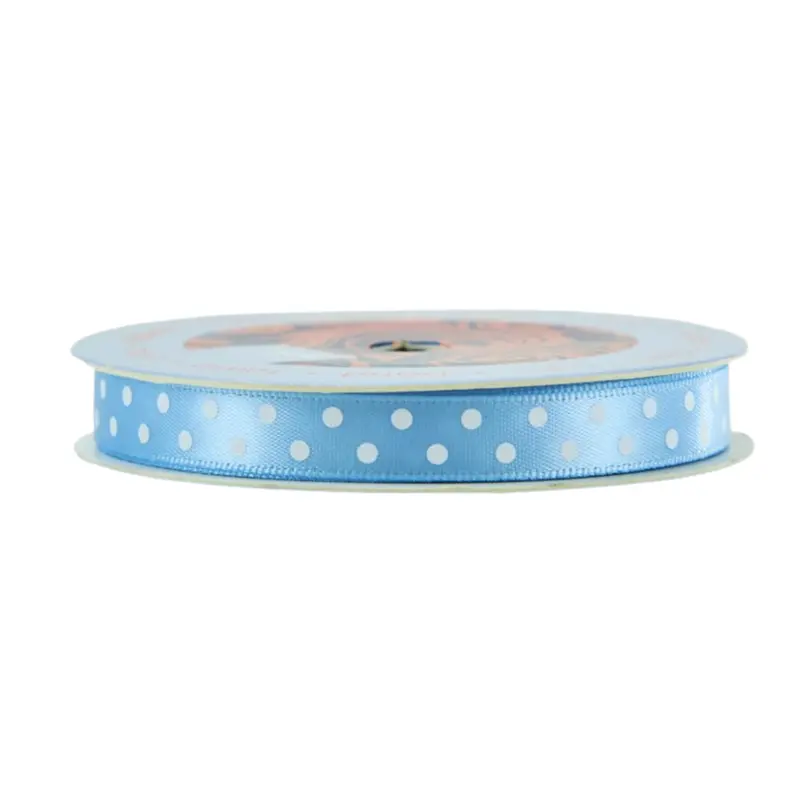 Makr Ribbon, Medium Dots Blue Satin- 9Mmx9.1M 1