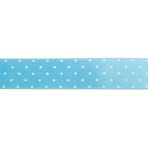 Makr Ribbon, Small Dots Blue Satin- 16Mmx4.5M 1
