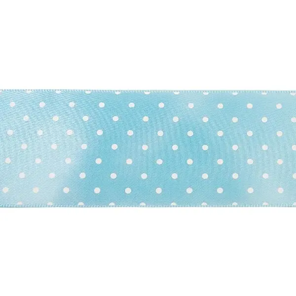 Makr Ribbon, Small Dots Blue Satin- 38Mmx3.6M 1