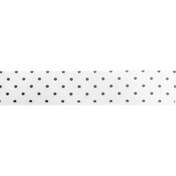 Makr Ribbon, Small Dots White Satin- 16Mmx4.5M 1