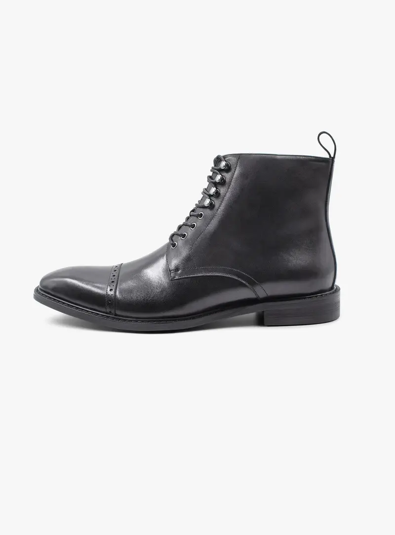 Massimo Semi-Brogue Black Boot 1