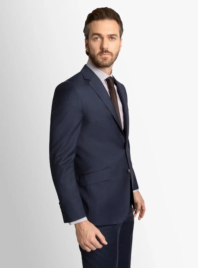 Matteo Crimson Overcheck Indigo Suit 1