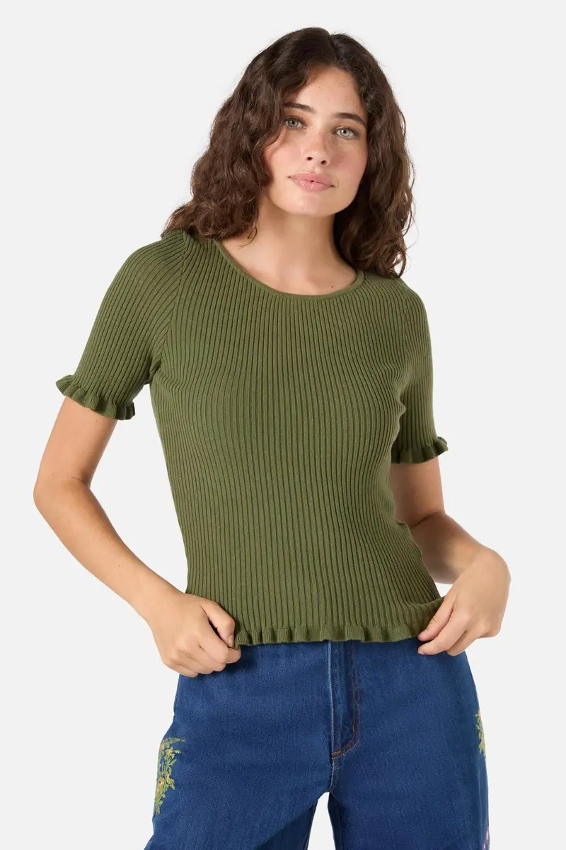 Maya Ruffle Rib Knit Top 1