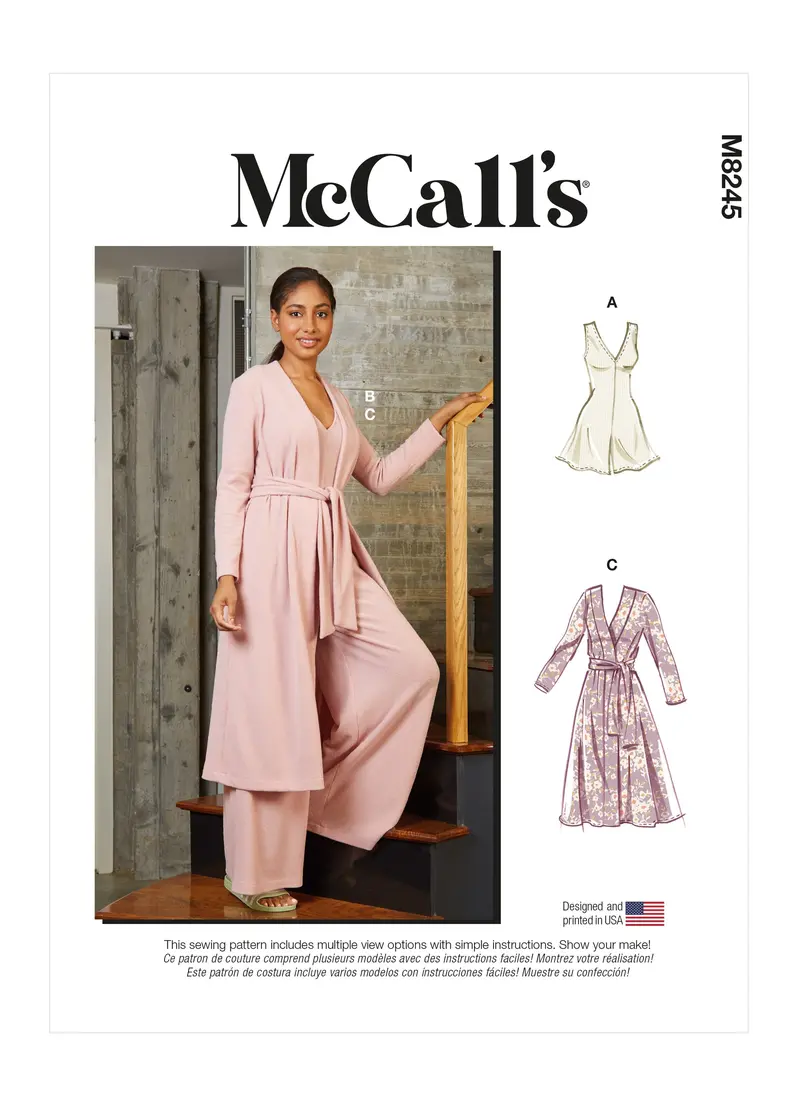 Mccall's Pattern 8245 Misses' Romper, Jumpsuit, Robe And Sash 1