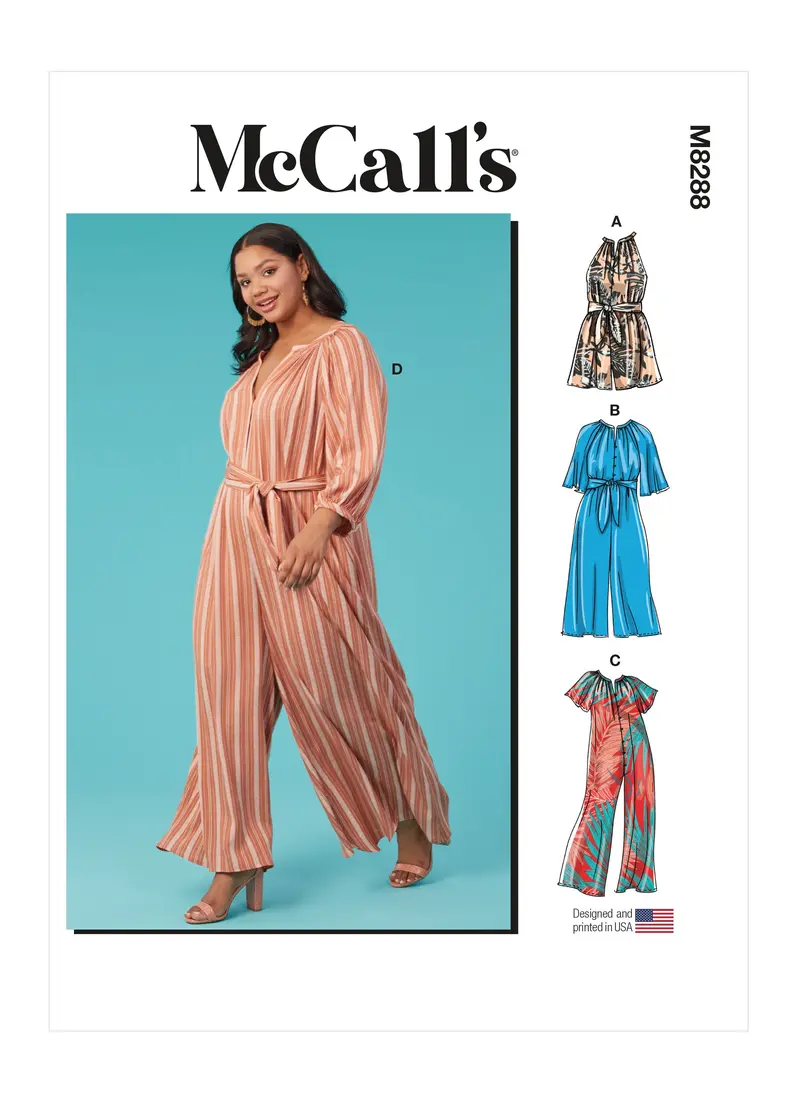 Mccall's Pattern M8288 Miss Plus Romper Jumpsuit 1