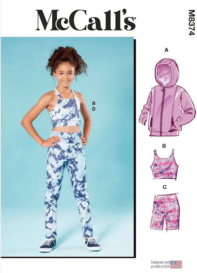 Mccall's Pattern M8374 Children's Sportswear, Leggings, Top And Jacket 1