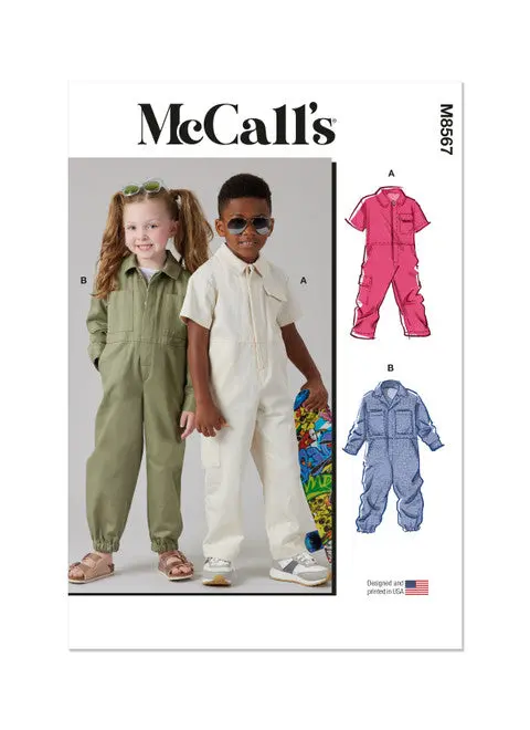 Mccall's Pattern M8567 Children's Jumpsuit With Sleeve Variations 1