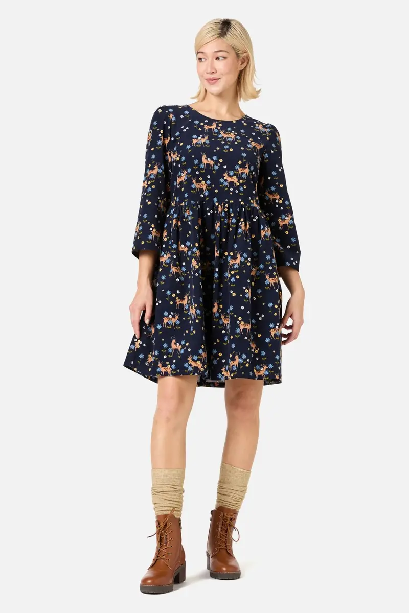 Meadow Deer Cord Sleeved Dress 1