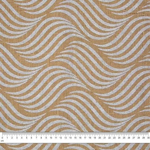 Metallic Print Hessian Fabric, Waves- Width 129.5Cm 1