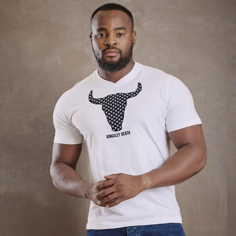 Micro Skulls V-Neck Tee - Pelican 1