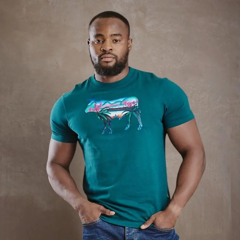 Midnight Ocean Infill Crew Tee - Teal 1
