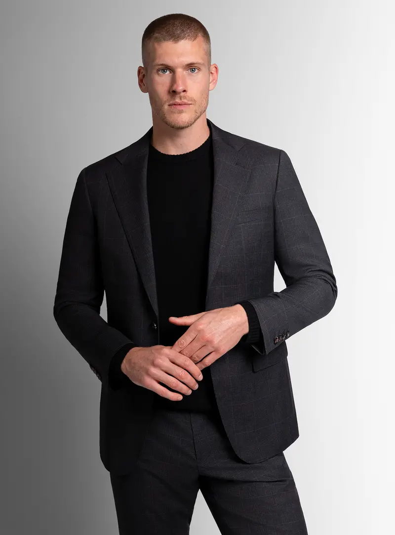 Miguel Plaid Charcoal Grey Suit 1