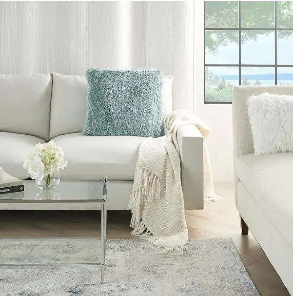 Mina Victory Shaggy Cushion, Celadon- 50.8Cmx50.8Cm 1