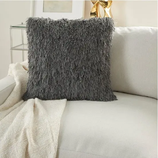 Mina Victory Shaggy Cushion, Charcoal- 50.8Cmx50.8Cm 1