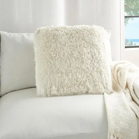 Mina Victory Shaggy Cushion, Cream- 50.8Cmx50.8Cm 1