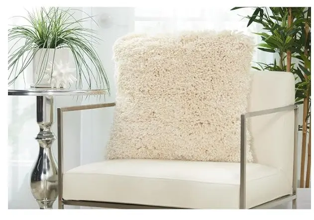 Mina Victory Shaggy Cushion, Cream- 50.8Cmx50.8Cm 1