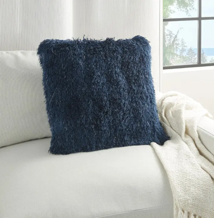 Mina Victory Shaggy Cushion, Navy- 50.8Cmx50.8Cm 1