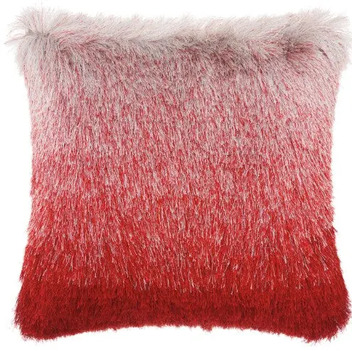Mina Victory Shaggy Cushion, Red Silver- 50.8Cmx50.8Cm 1