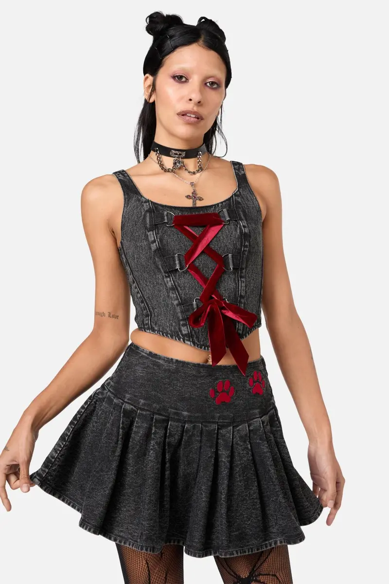 Moggy Denim Bow Corset Top 1