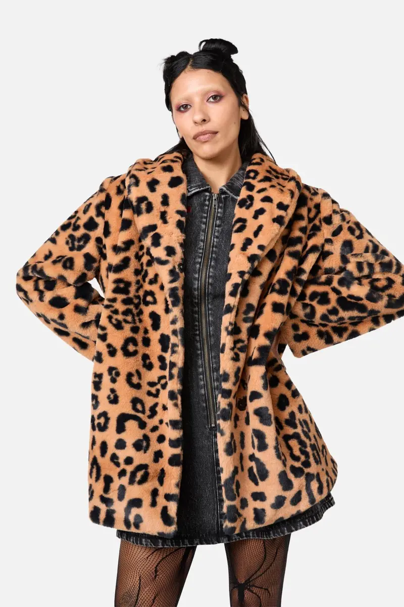 Moggy Faux Fur Leopard Coat 1
