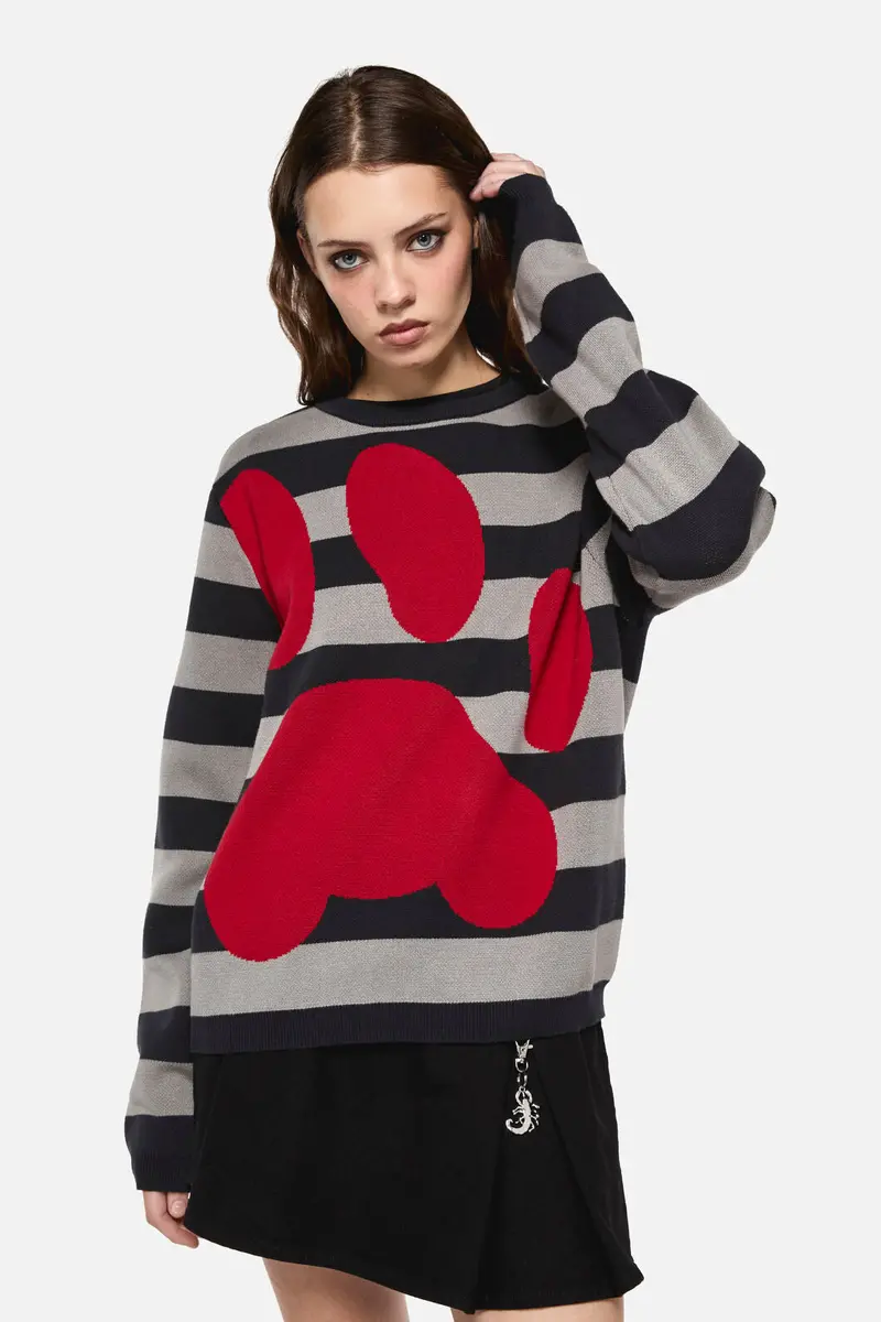 Moggy Stripe Paw Knit 1