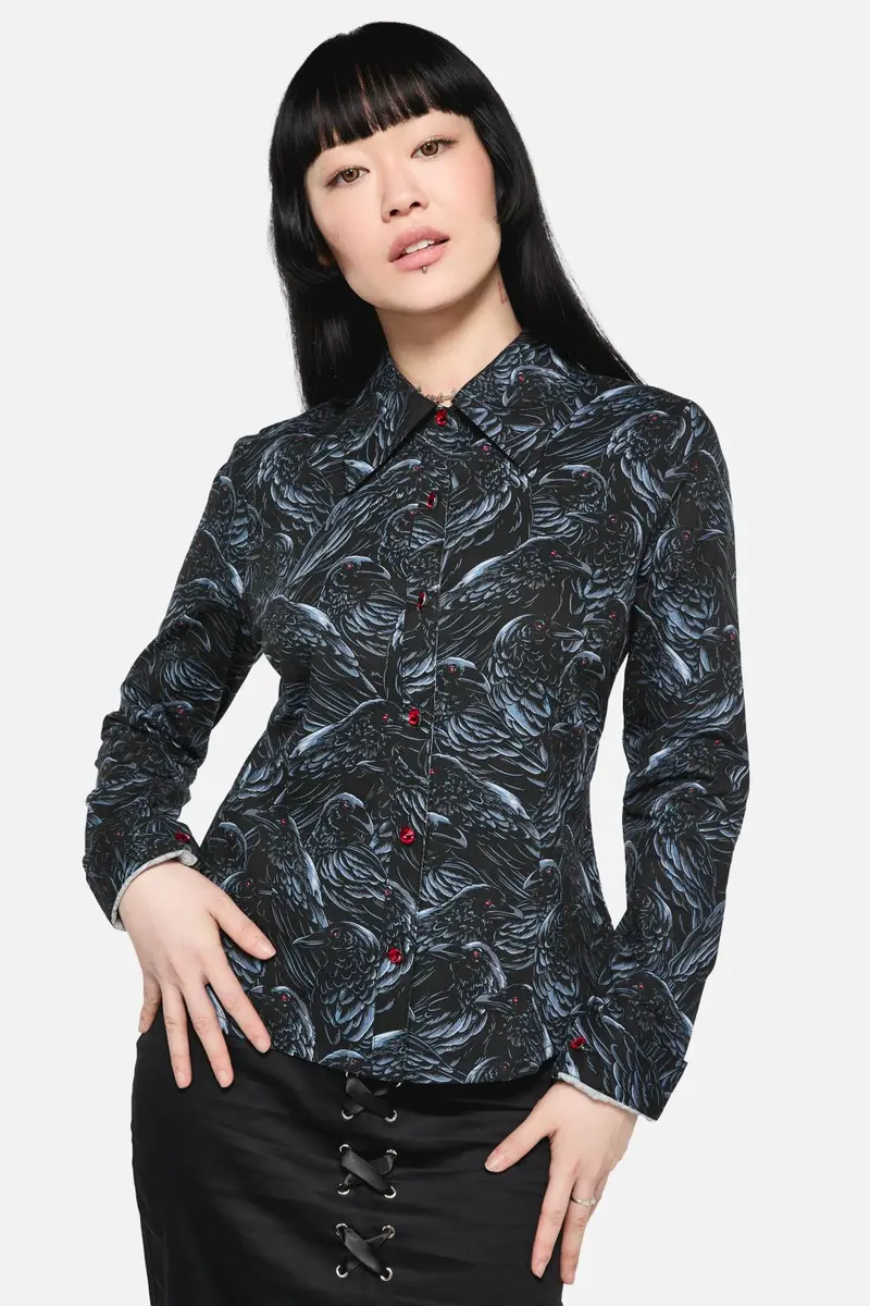 Murder Of Crows Long Sleeve Blouse 1