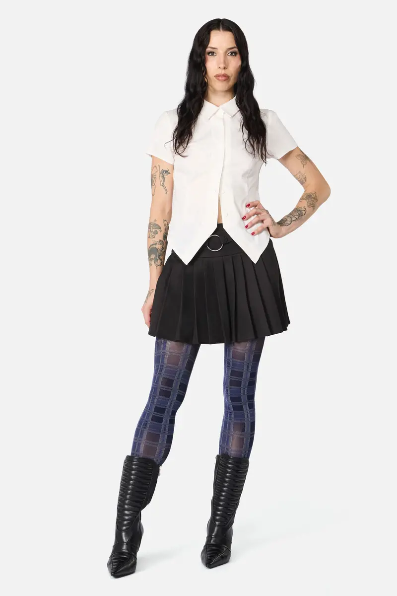 Navy Tartan Tights 1