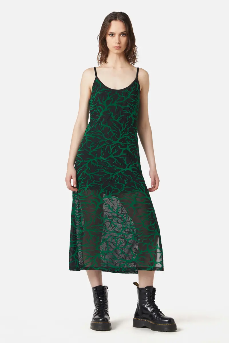 Neglected Flocked Mesh Midi Dress 1