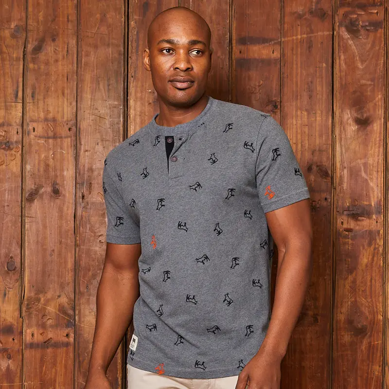 Nguni Embroidered Henley Jackal 1