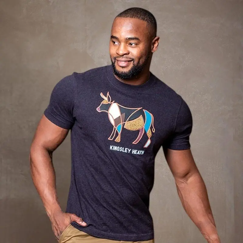 Nguni Patchwork Crew Tee - Gravel 1