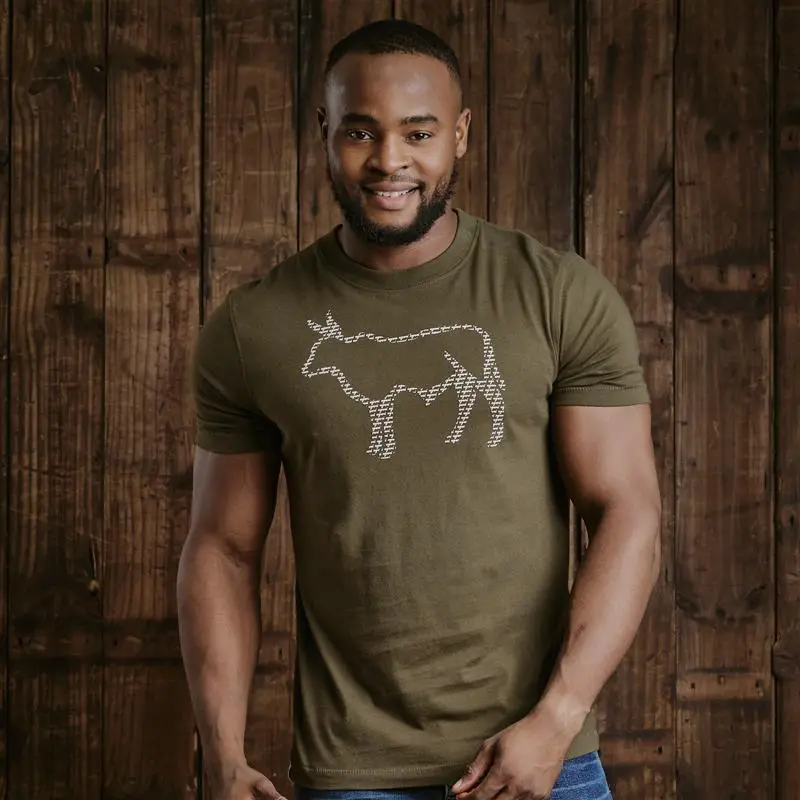 Nguni Word Repeat Outline Crew Tee - Fatigue 1