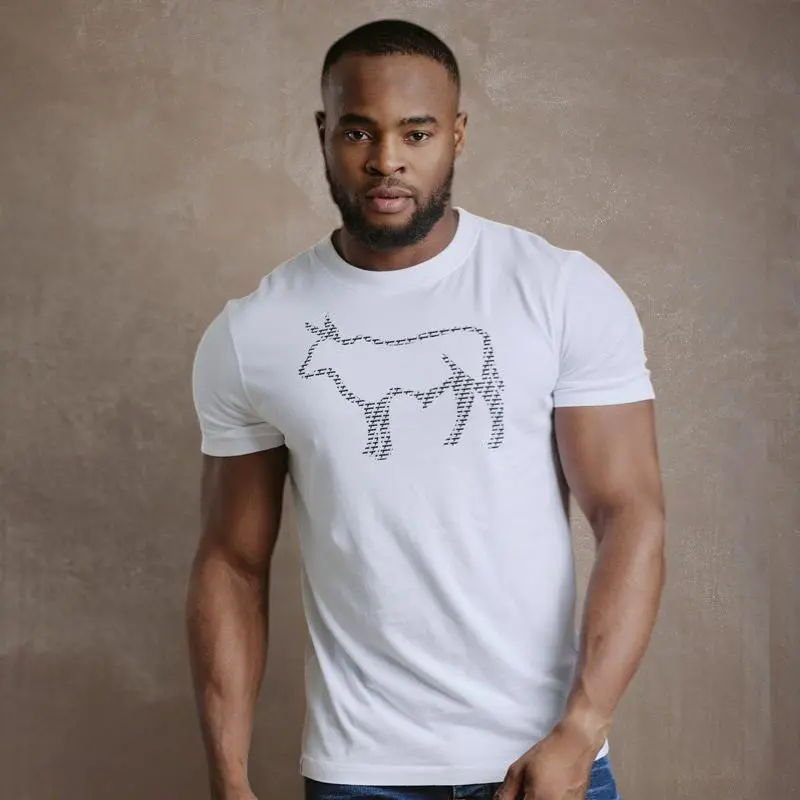 Nguni Word Repeat Outline Crew Tee - Pelican 1