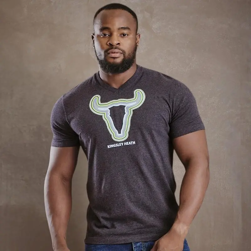 Night Light Skull V-Neck Tee - Gravel 1