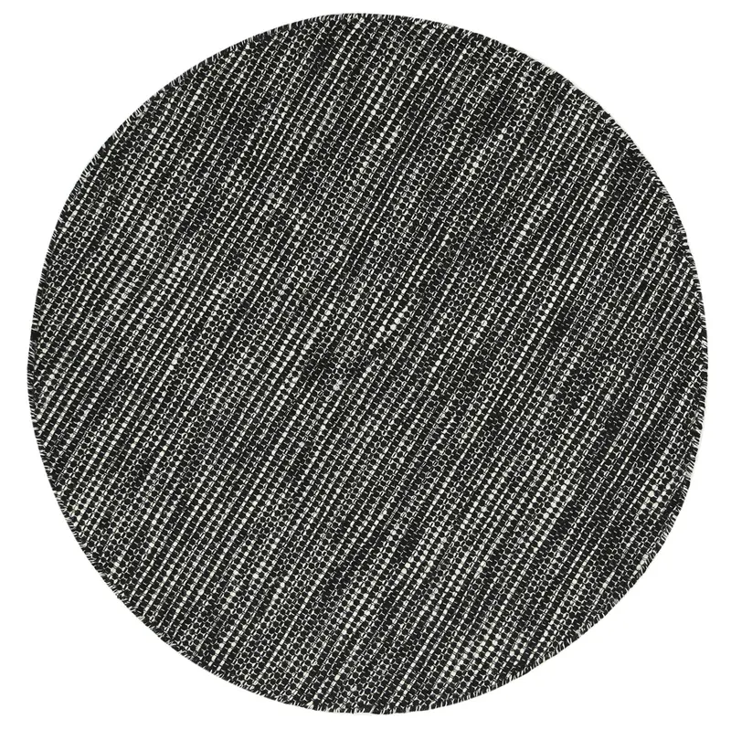 Nordic Black & White Reversible Wool Round Rug 1