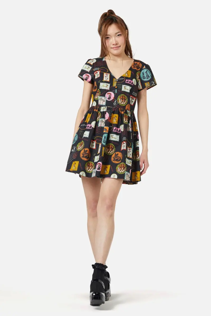 Old Postal Printed Dress 1