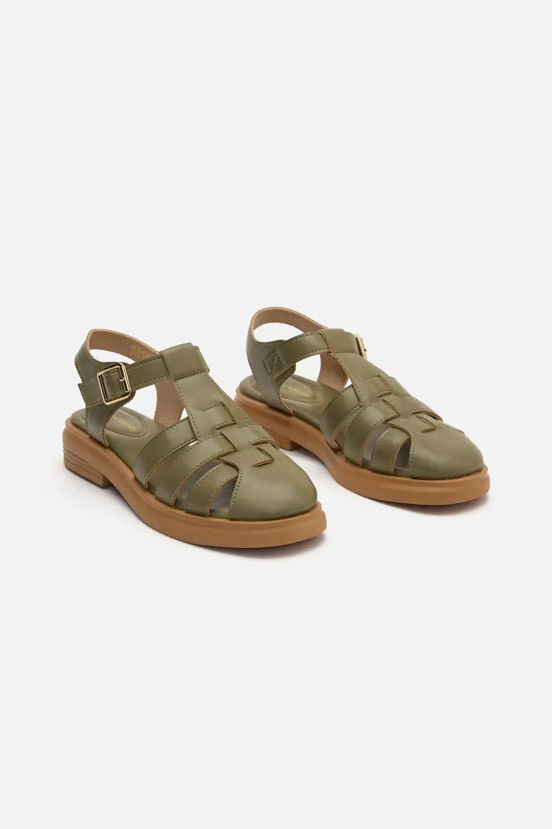Olive Wide Strap Sandal 1