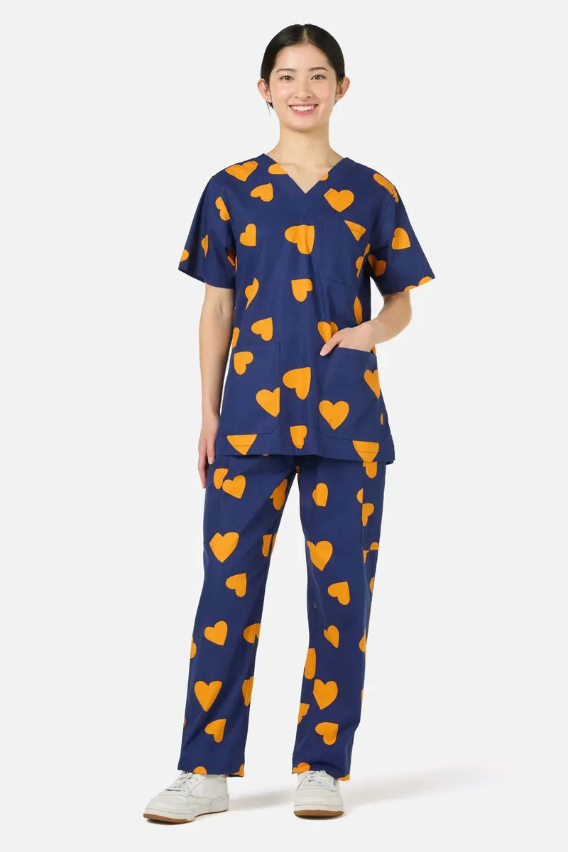Orange Hearts Scrub Set 1