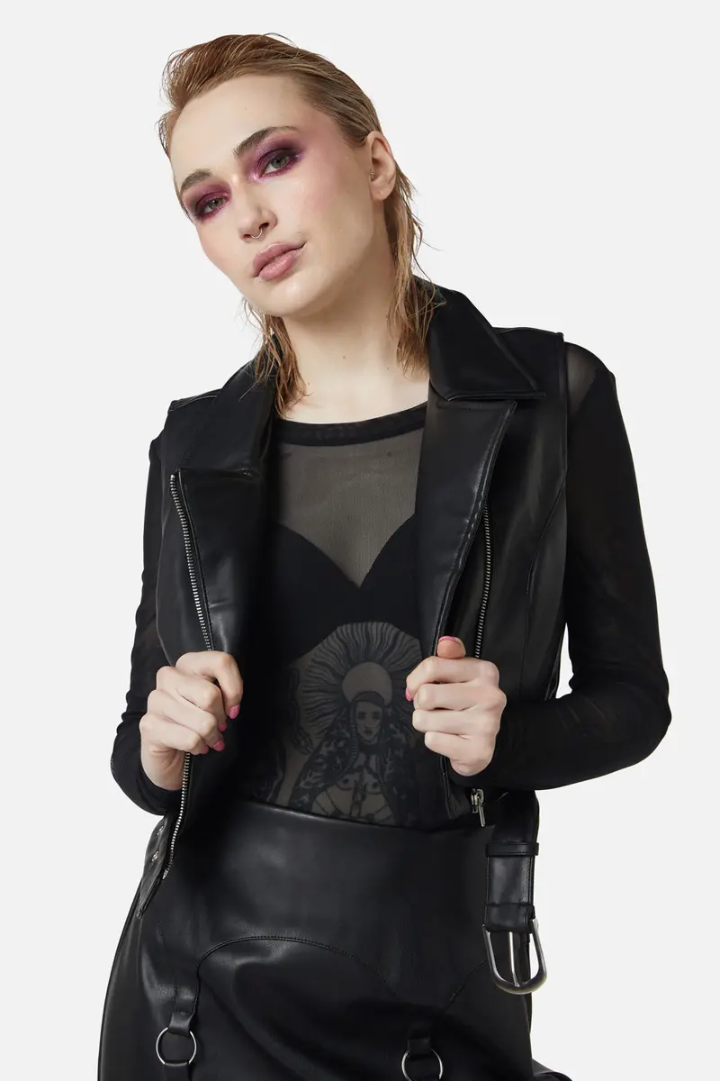 Ornate Metal Pu Vest 1