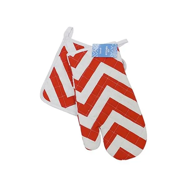 Oven Mitt And Pot Holder Set, Chevron 1