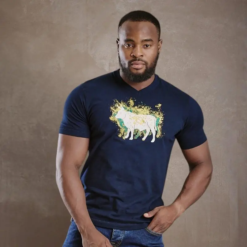 Paint Splosh Nguni V-Neck Tee - Midnight 1
