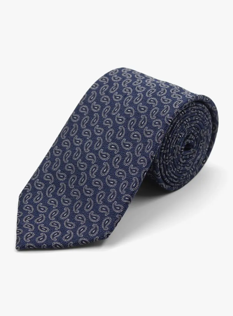 Paisley Navy Silk Tie 1