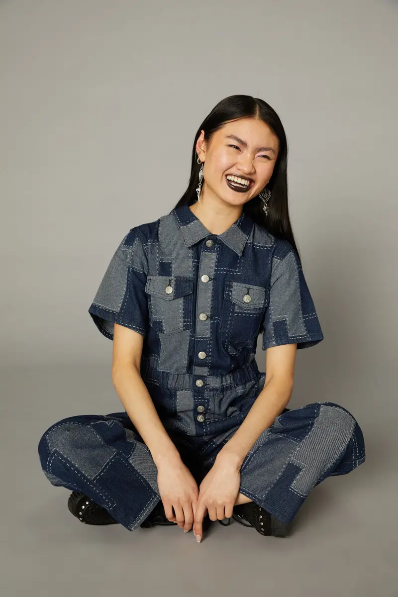 Patchwork Denim Boilersuit 1