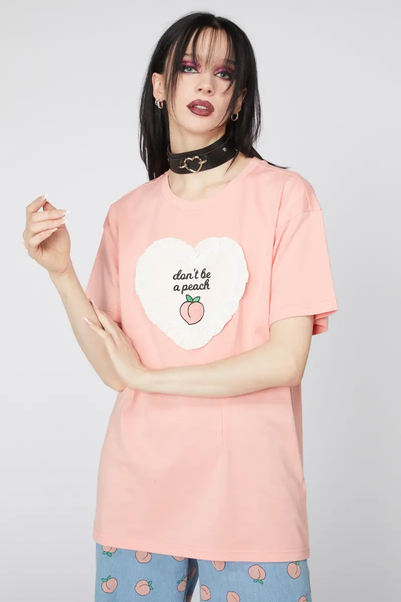 Peach Applique Cotton Tee 1