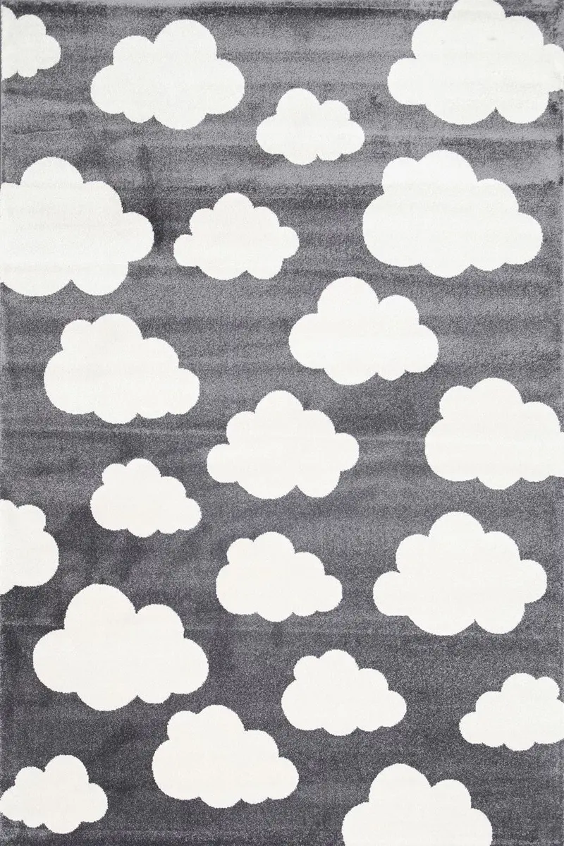 Piccolo Dark Grey And White Cloud Kids Rug 1