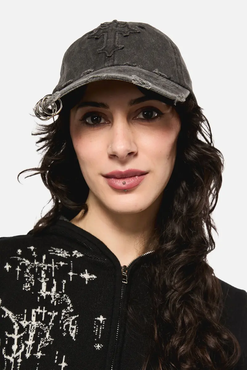 Pierced & Distressed Cross Cap 1