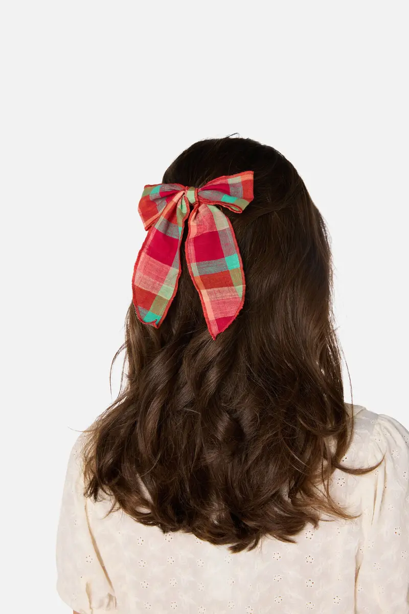Piper Check Barrette Bow 1