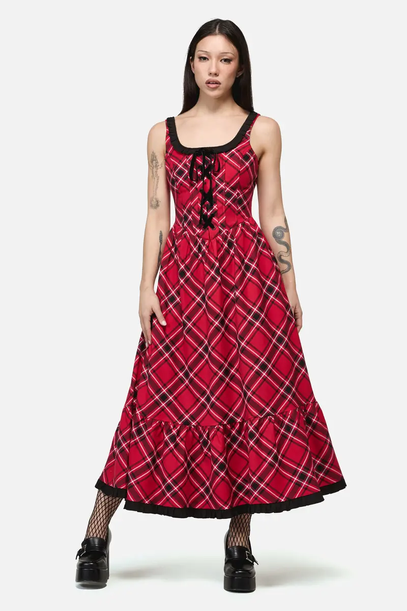 Piracy Punk Tartan Midi Dress 1