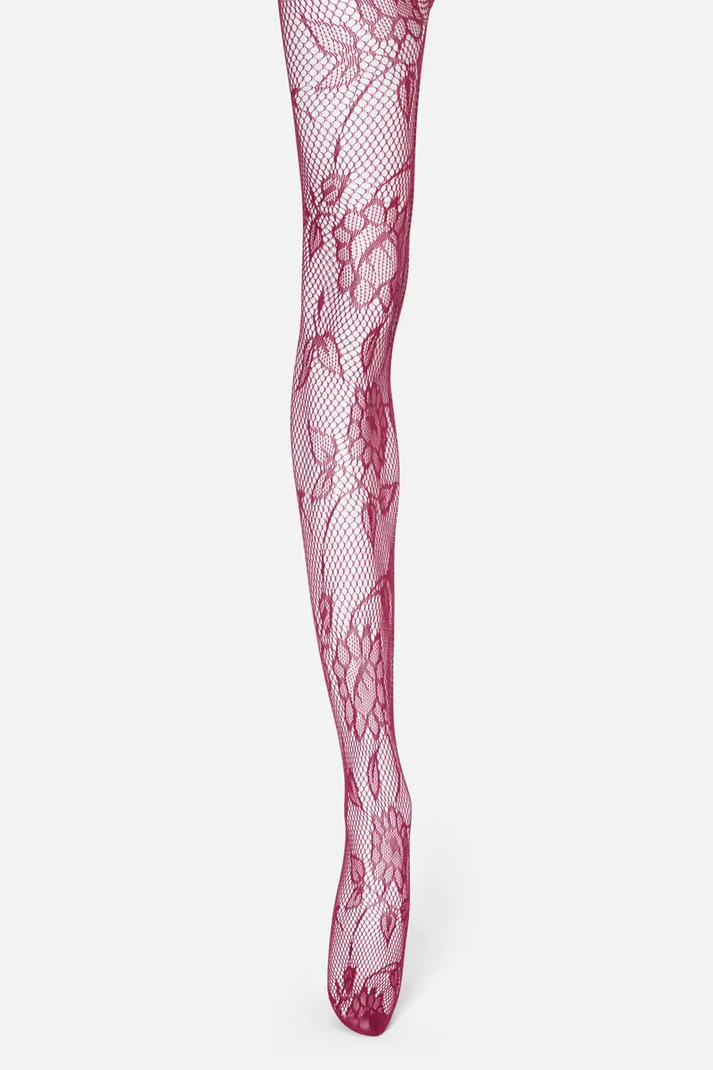 Plum Flower Fishnet Tights 1