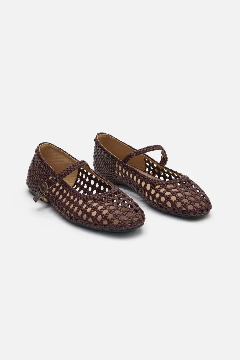 Plum Weave Flat Shoe 1